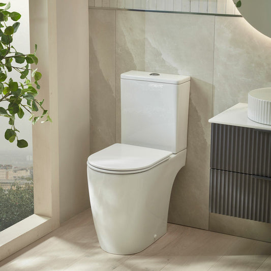 Tavistock Curve open-back close-coupled rimless toilet with cistern and seat