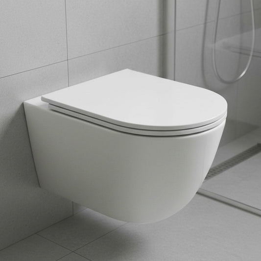 Tavistock Curve rimless wall-hung toilet pan with slim soft-close seat