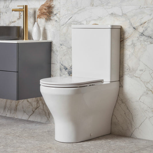Tavistock Lindo rimless close coupled toilet with cistern and soft close seat
