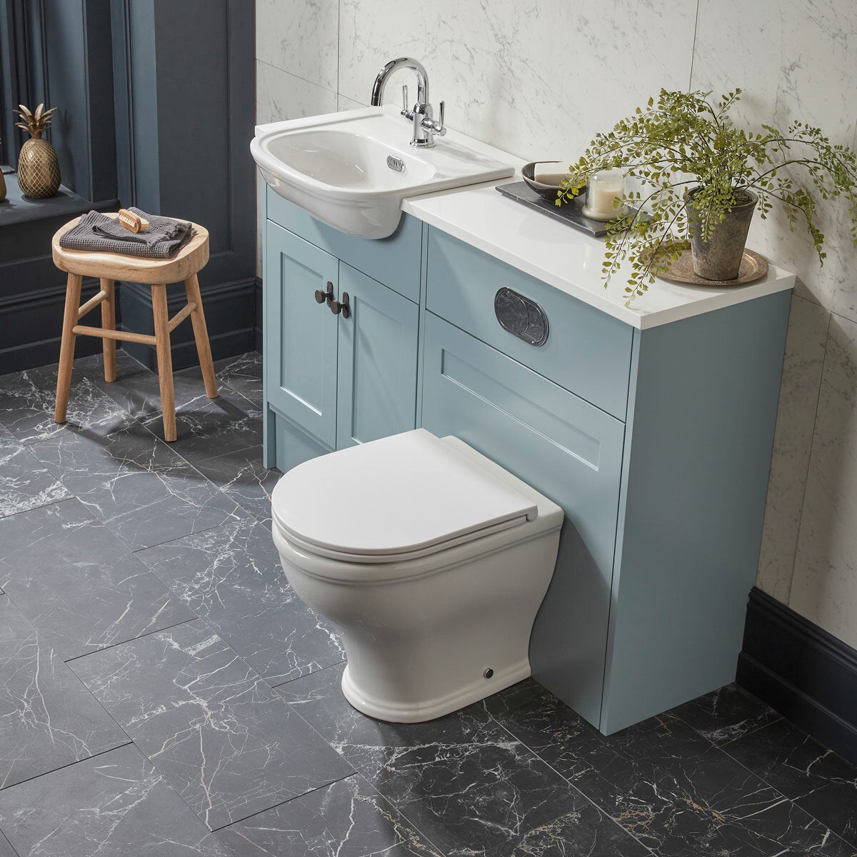 Tavistock Ashby back to wall rimless toilet pan with soft close seat