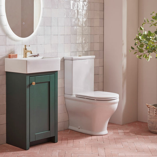 Tavistock Ashby closed back close coupled rimless toilet with cistern and seat