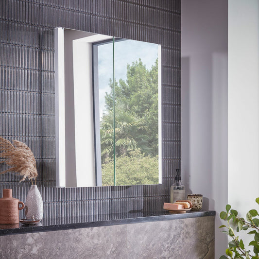 Tavistock Deco 800 x 650mm 2 door illuminated mirrored bathroom cabinet