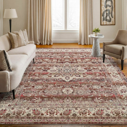 Concept Looms Vintage Kashan red rug low 4 mm pile