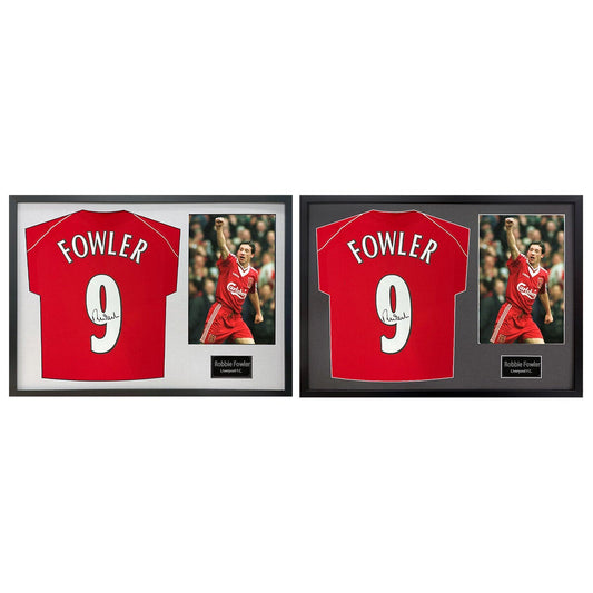 The Fan Cave Robbie Fowler signed framed Liverpool football shirt with photo