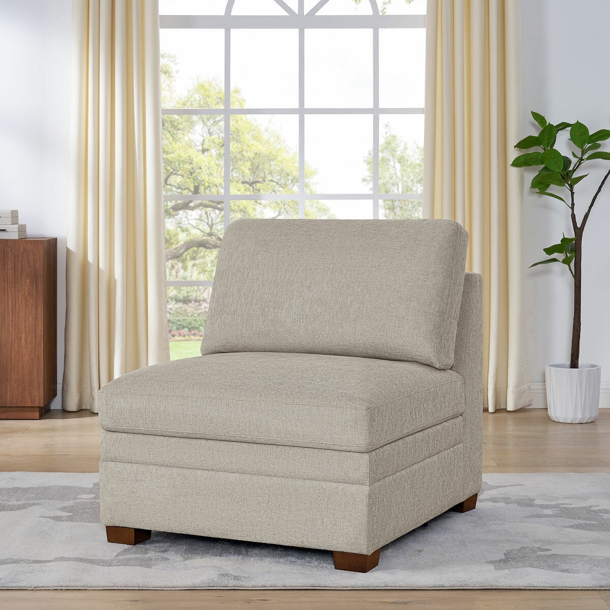 Thomasville Tisdale taupe fabric armless modular chair