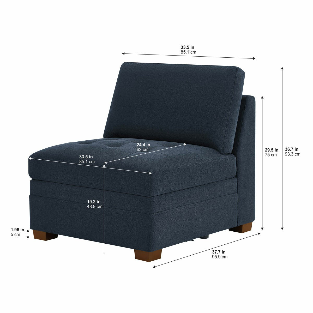 Tisdale blue armless chair – alternate view 2