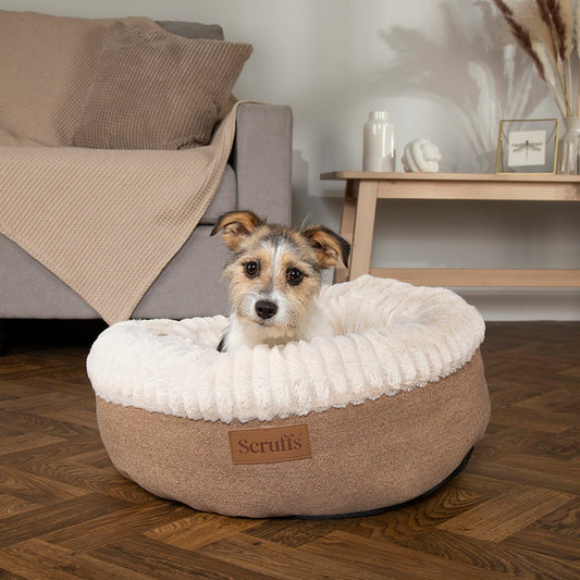 Scruffs Ellen Donut pet bed medium 55cm with faux fur sleep area