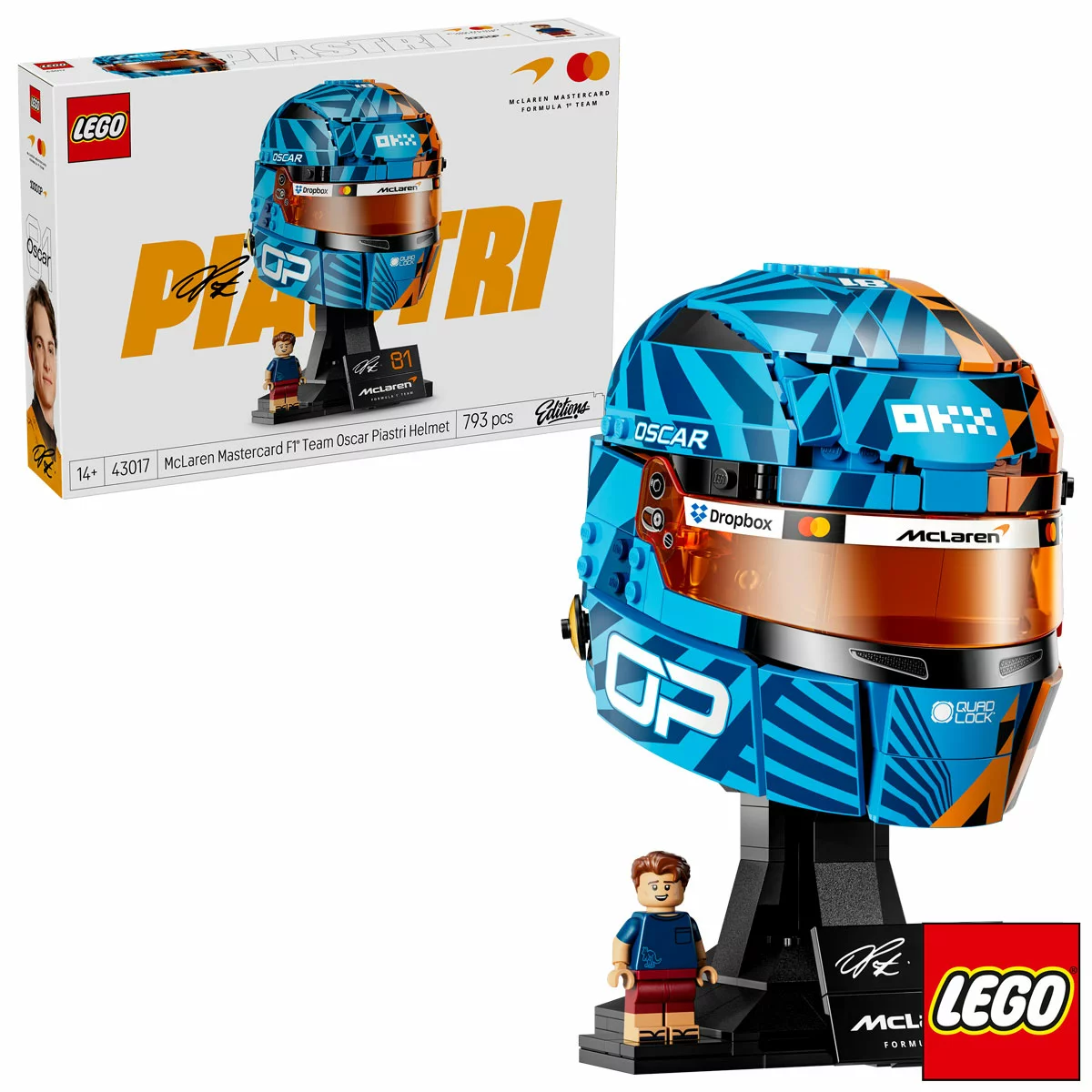 LEGO Editions Vehicles F1 Helmet Assortment – Formula 1 Replica Building Set with Minifigure