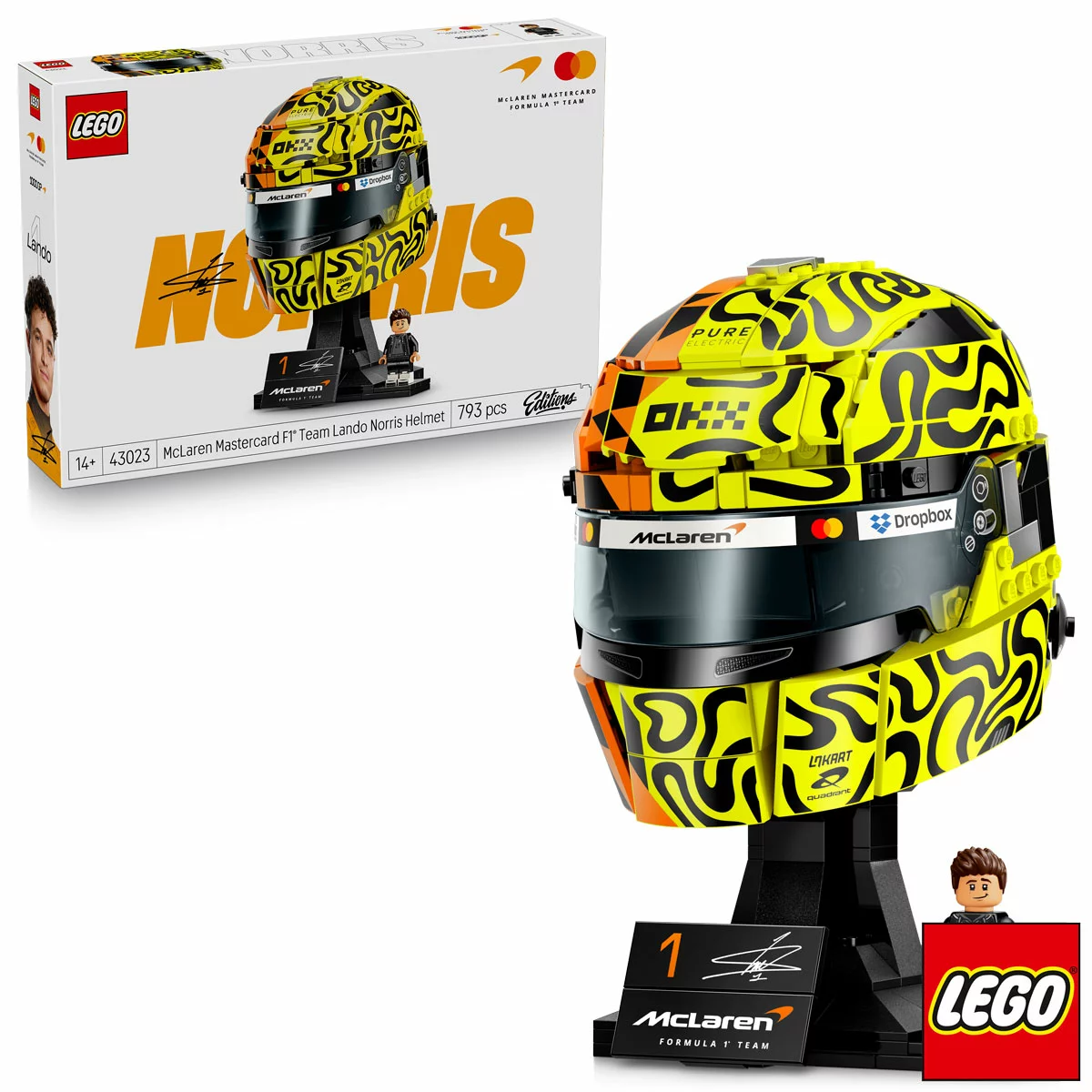 LEGO Editions Vehicles F1 Helmet Assortment – Formula 1 Replica Building Set with Minifigure