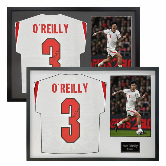 The Fan Cave Nico O'Reilly signed framed England football shirt with photo