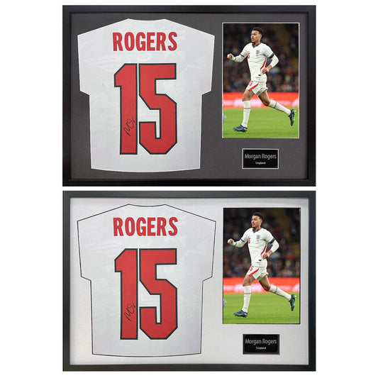 The Fan Cave Morgan Rogers signed framed England football shirt with photo