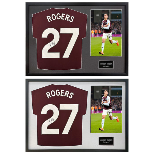 The Fan Cave Morgan Rogers signed framed Aston Villa football shirt with photo