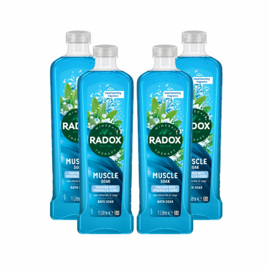 Radox Muscle Soak bath soak with sage and sea minerals, 4 x 1L