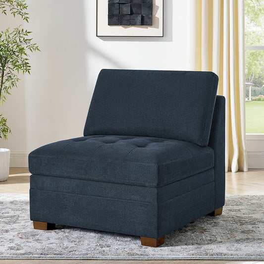 Thomasville Tisdale blue fabric modular armless chair