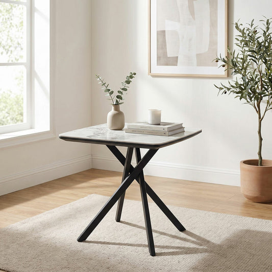 Indus Valley Reva ceramic top side table with black iron base