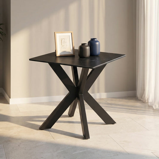 Indus Valley Arden black ceramic side table with iron base