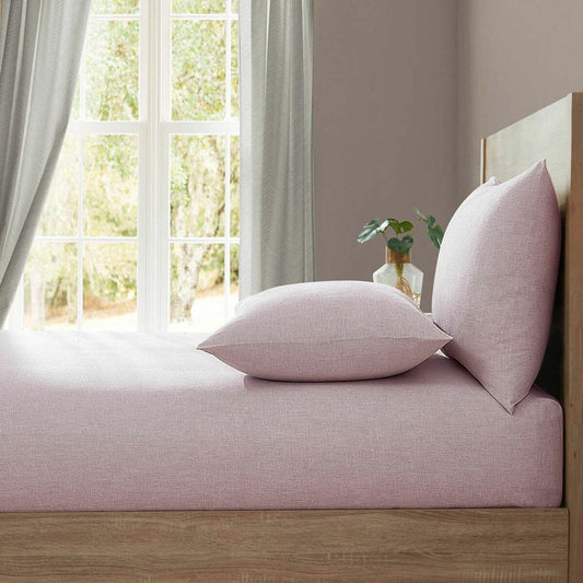 Lazy Linen Pink 100% washed linen fitted sheet, 36 cm deep