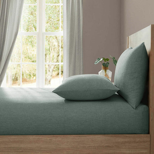 Lazy Linen Green 100% washed linen fitted sheet, 36 cm deep