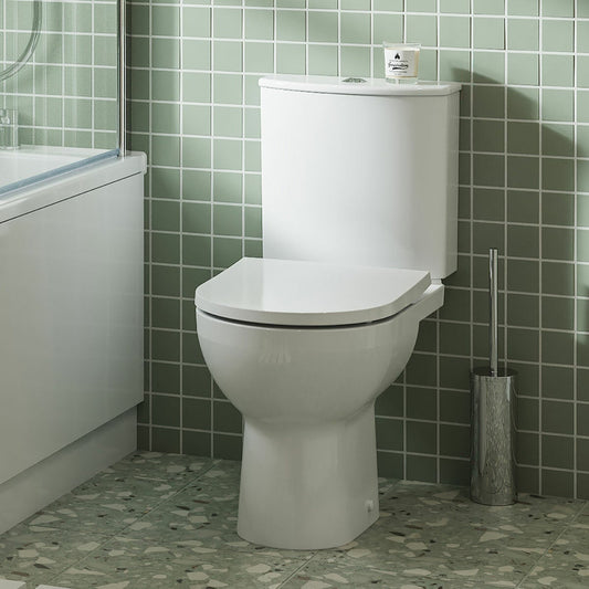 Tavistock Vesta rimless close coupled open back toilet with cistern and seat