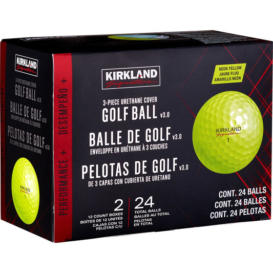 Kirkland Signature Performance Plus neon yellow urethane golf balls 24 pack