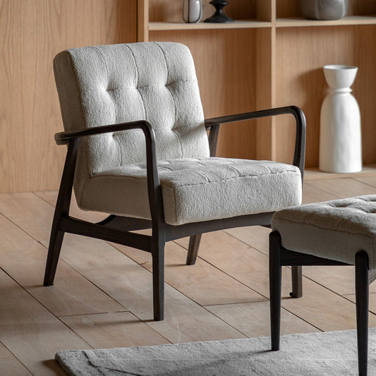 Gallery Humber natural faux sheepskin armchair with solid oak frame