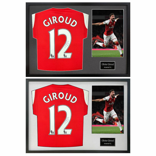 The Fan Cave Olivier Giroud signed framed Arsenal football shirt with photo