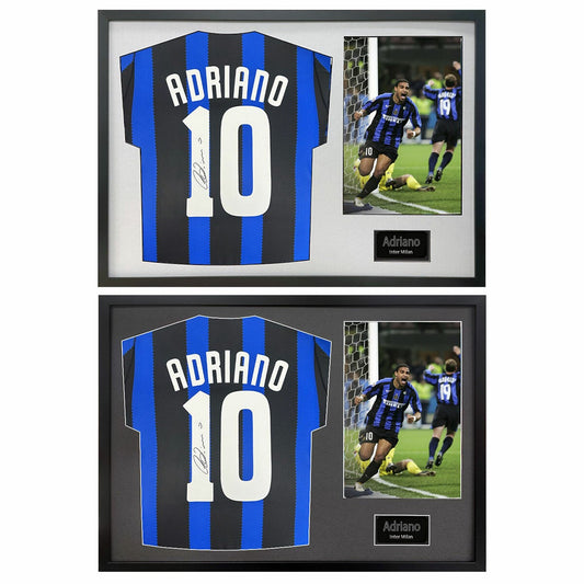 The Fan Cave Adriano signed framed Inter Milan football shirt with photo