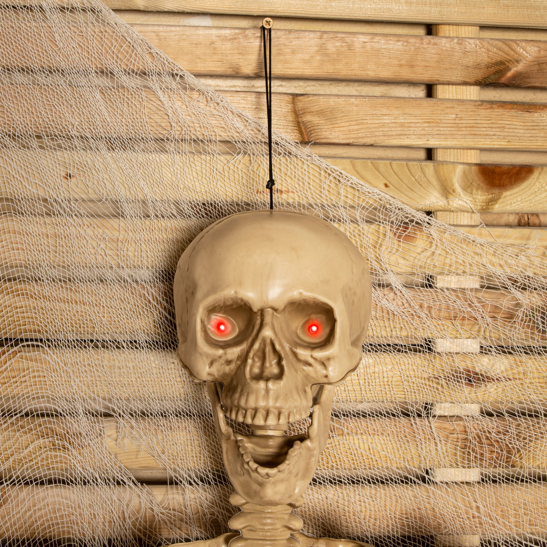 5ft Posable Full Body Halloween LED Skeleton with Glowing Red Eyes