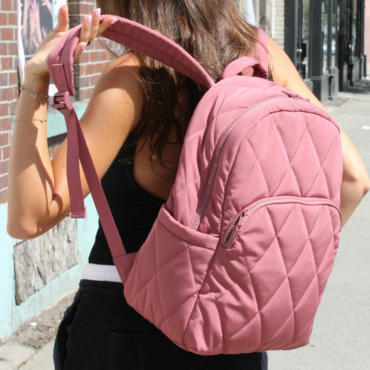 MYTAGALONGS quilted lightweight puffer backpack with laptop sleeve