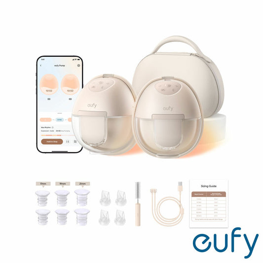 eufy S1 Pro heated wearable electric breast pump with charging case