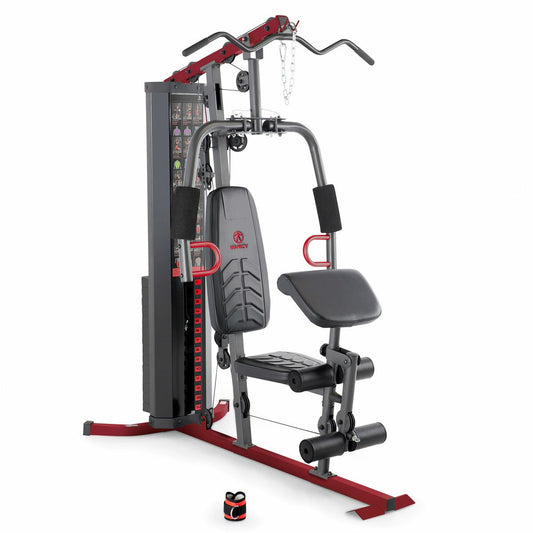 Marcy MWM7119 resistance stack home gym in black and red steel