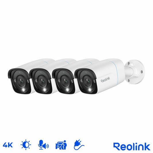 Reolink 8MP 4K PoE bullet security camera add-on, 4 pack