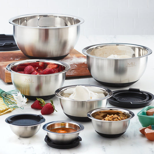 MIU stainless steel mixing bowls with lids, 14 piece set