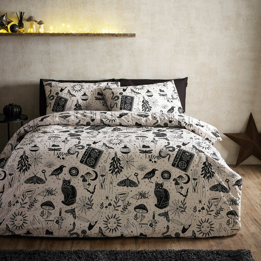 Catherine Lansfield Enchanted Witchcraft reversible duvet cover set, black