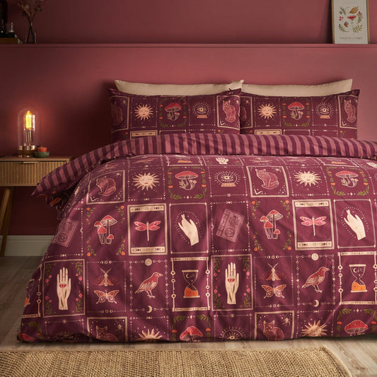 Catherine Lansfield Enchanted Witchcraft reversible duvet cover set, plum