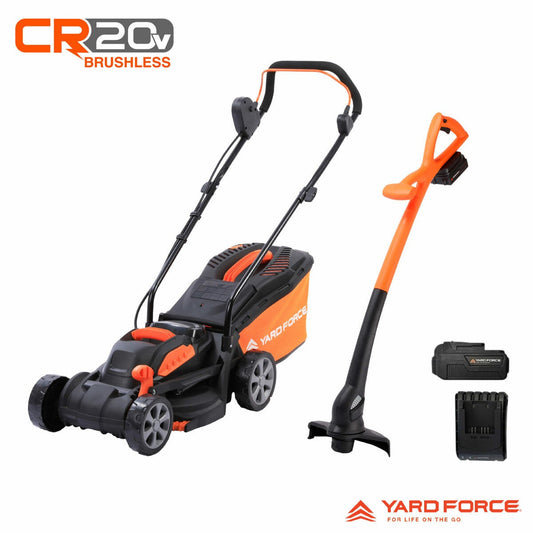 Yard Force 20V 33cm cordless lawn mower and 25cm line trimmer bundle