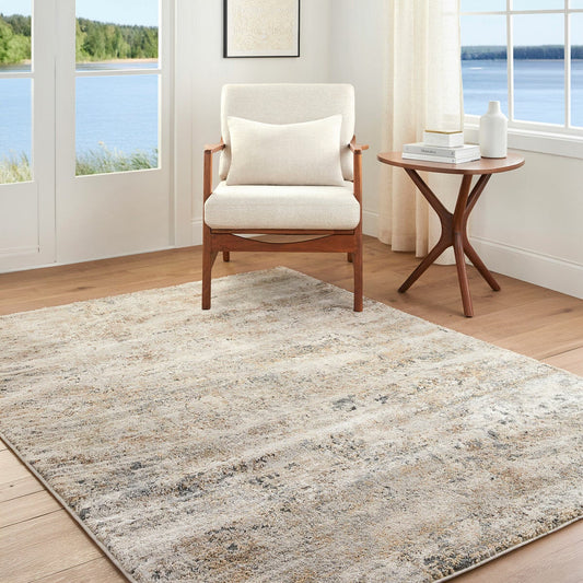 Livabliss Avellino grey and beige high pile rug