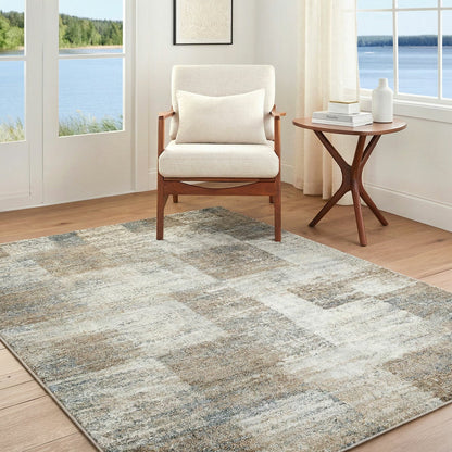 Livabliss Avellino grey check high pile rug