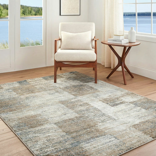 Livabliss Avellino grey check high pile rug
