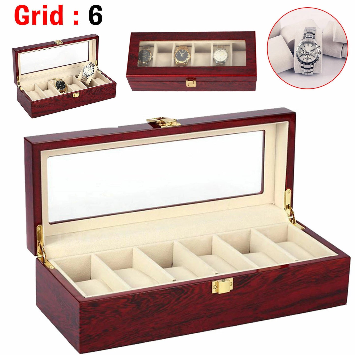 Wooden Watch Storage Box | Jewelry Collection Organizer | Display Case Gift Holder