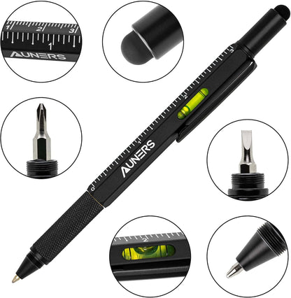 Auners Multi Tool Pen | 6-in-1 Utility Gadget | Unique Gifts for Him