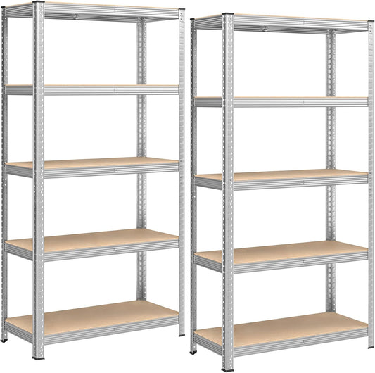 SONGMICS 5-tier heavy-duty shelving units set of 2 – front view