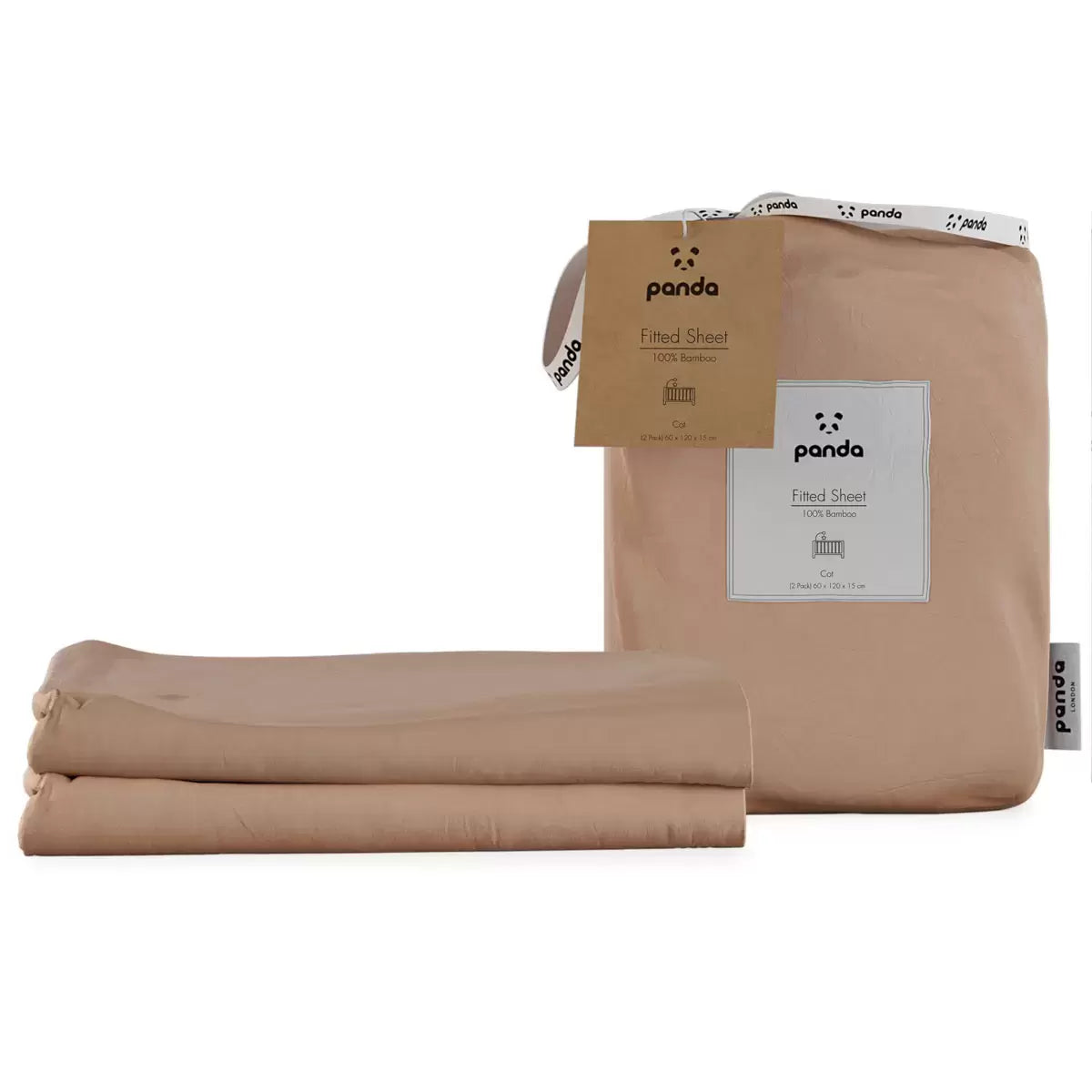 Panda 100% Bamboo Cot Size Fitted Sheets 2-Pack - Hypoallergenic Softness