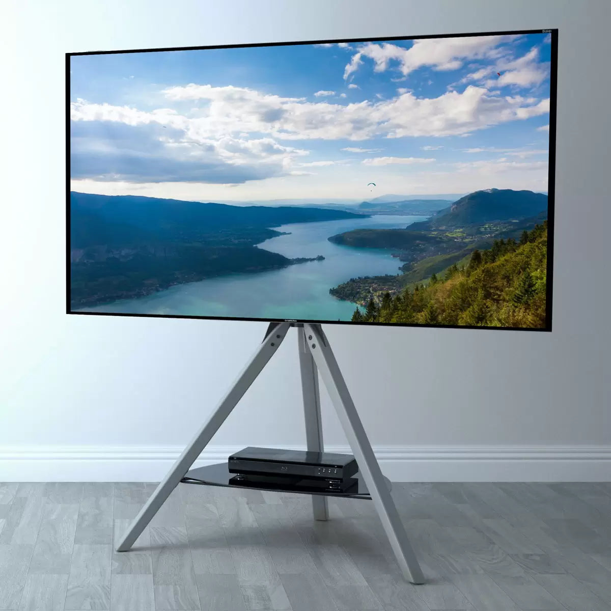 AVF Hoxton grey wood TV stand for up to 70 inch TV with shelves and cable management