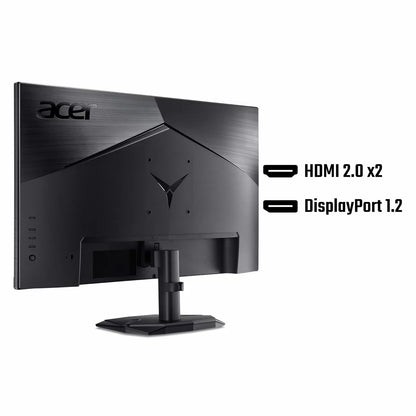 Acer Nitro KG1 23.8 inch Full HD IPS gaming monitor model UM.QX1EE.104 showing its sleek ZeroFrame panel design and red-accented desktop stand. - 2