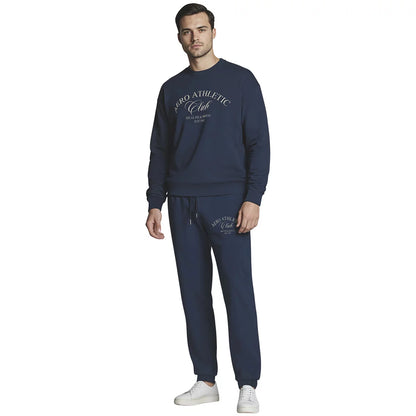 Front view of the Aeropostale Men's Crew Neck Sweatshirt in textured black cotton blend featuring raised chenille chest branding.