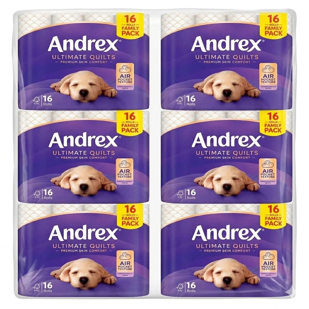 Andrex Ultimate Quilts 3 ply toilet tissue 16 standard rolls for household bathroom comfort and hygiene