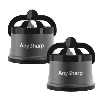 Two AnySharp Pro Metal Knife Sharpeners sitting on a clean, modern kitchen countertop.