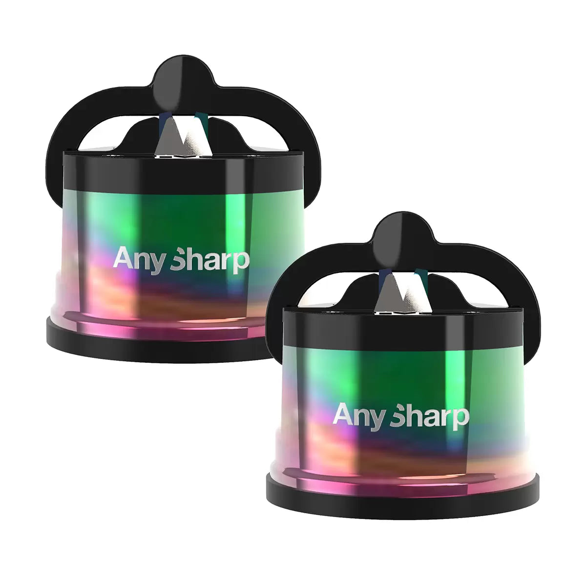 Two AnySharp Pro Metal Knife Sharpeners sitting on a clean, modern kitchen countertop.