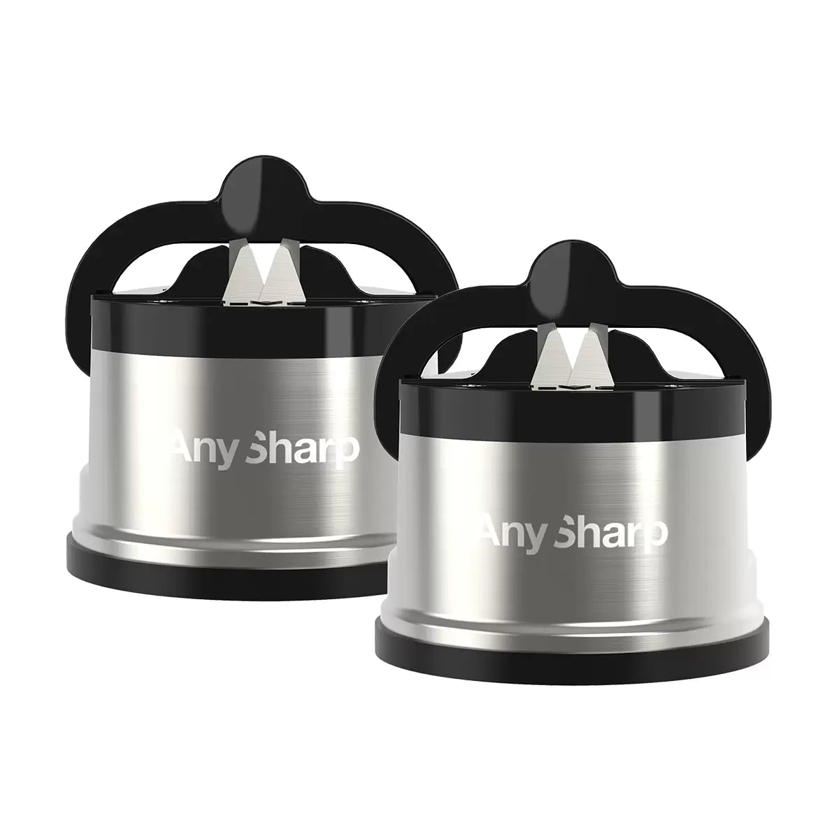 Two AnySharp Pro Metal Knife Sharpeners sitting on a clean, modern kitchen countertop.